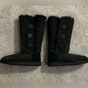 UGG Classic Black Buttoned Winter Boots
